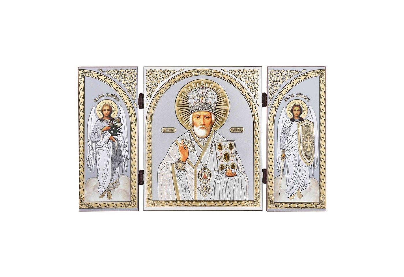 NKlaus Bild Heiliger Nikolaus Ikone Triptychon Christlich Holz Reise Altar Ikonogr, Religion von NKlaus