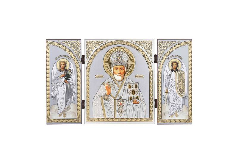 NKlaus Bild Heiliger Nikolaus Ikone Triptychon Christlich Holz Reise Altar Ikonogr, Religion von NKlaus