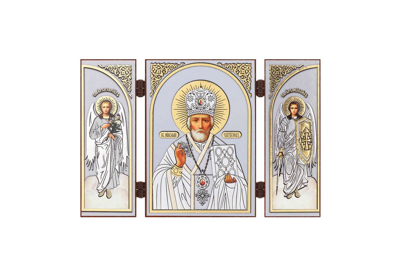 NKlaus Bild Heiliger Nikolaus Ikone Triptychon Christlich Holz Reise Altar Ikonogr, Religion von NKlaus