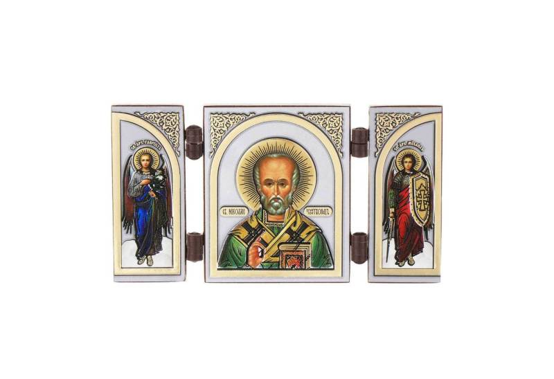 NKlaus Bild Heiliger Nikolaus Ikone Triptychon Christlich Holz reise Altar Ikonogr, Religion von NKlaus