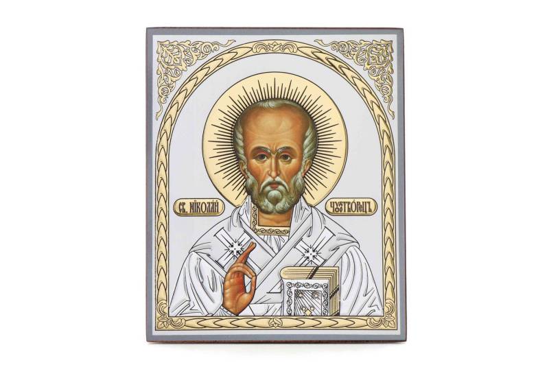 NKlaus Bild Heiliger Nikolaus Wundertäter Holz Ikone 15x18cm christlich orthodox S, Religion von NKlaus