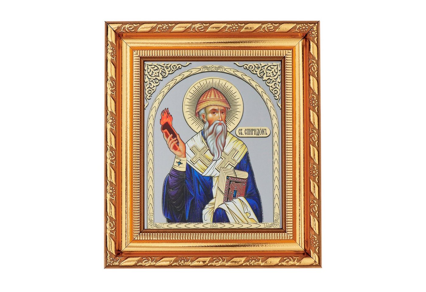NKlaus Bild Heiliger Spiridon Ikone im Rahmen mit Glas 14x16cm christlich orthodox, Religion von NKlaus