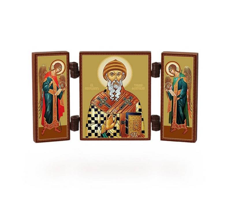 NKlaus Bild Ikone - Heiliger Spyridon - christliche Altar kleine holz Triptychon O, Religion von NKlaus