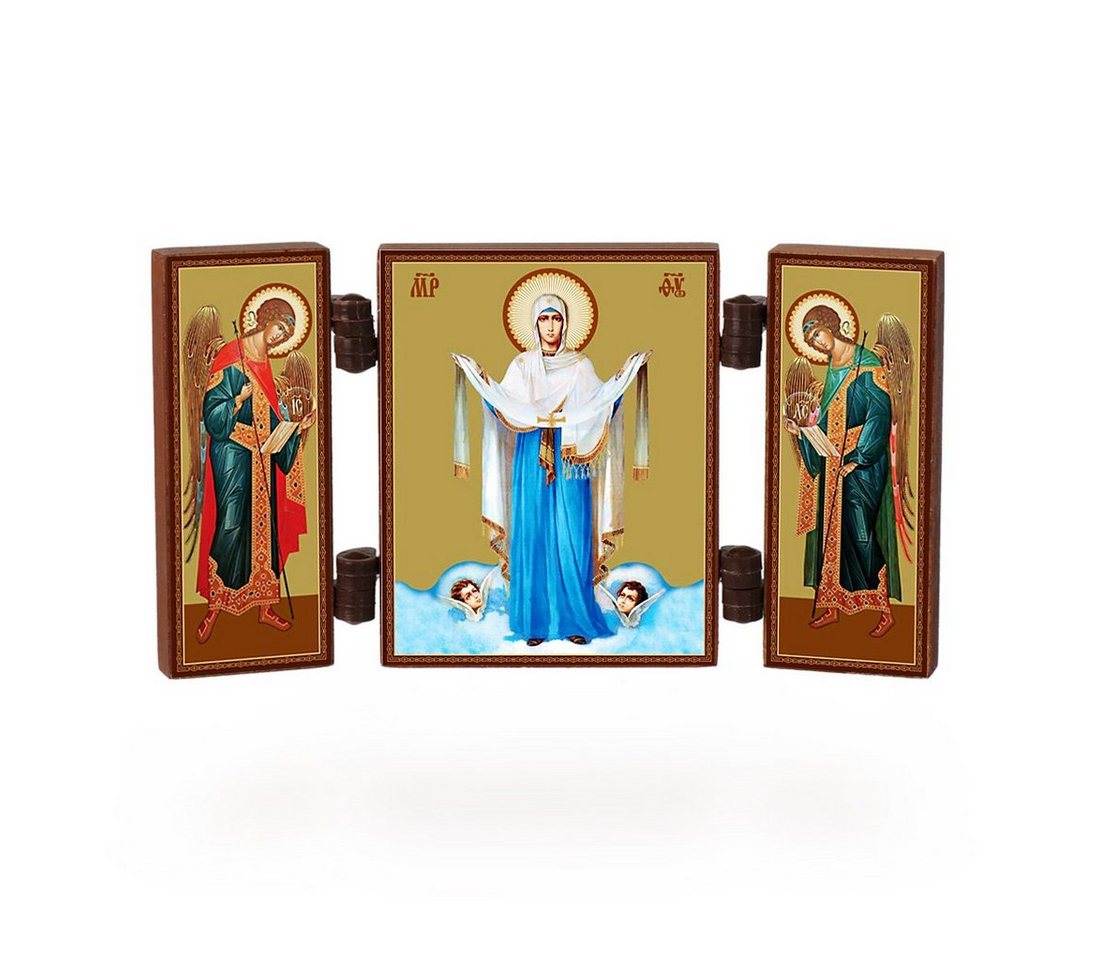 NKlaus Bild Ikone - Maria Schutz - christliche reise Altar Holz Triptychon - Pokro, Religion von NKlaus