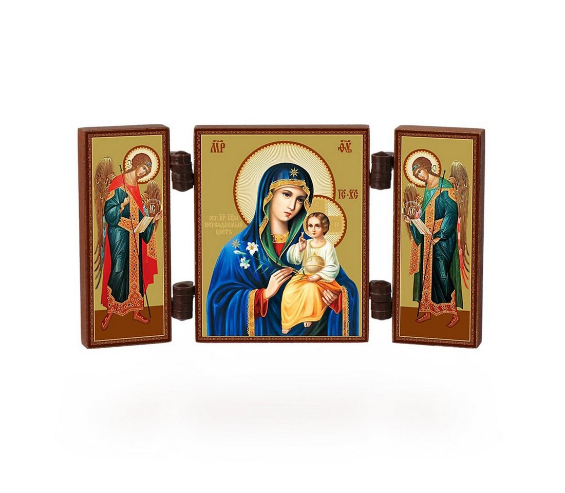 NKlaus Bild Ikone - Nicht Verwelkende Blume - reise Altar Holz Triptychon- Neuvyad, Religion von NKlaus