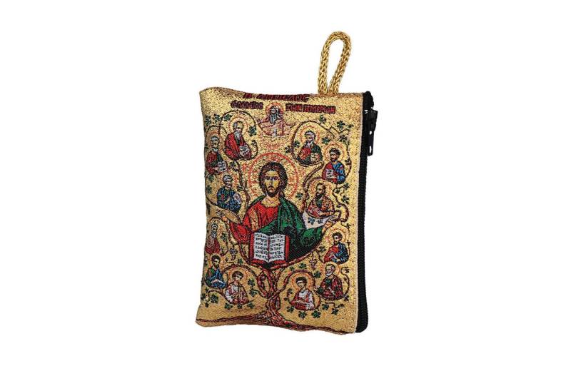 NKlaus Bild Rosenkranz Tasche Jesus Baum des Lebens – 7x10cm mit Zipper gold, Religion von NKlaus