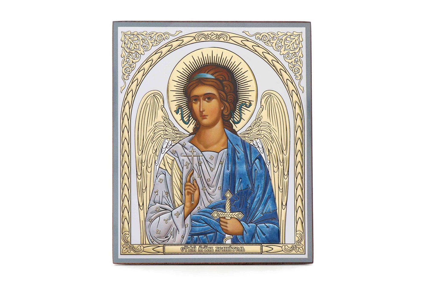 NKlaus Bild Schutzengel Holz Ikone 15x18cm christlich orthodox religiös Ikonografi, Religion von NKlaus