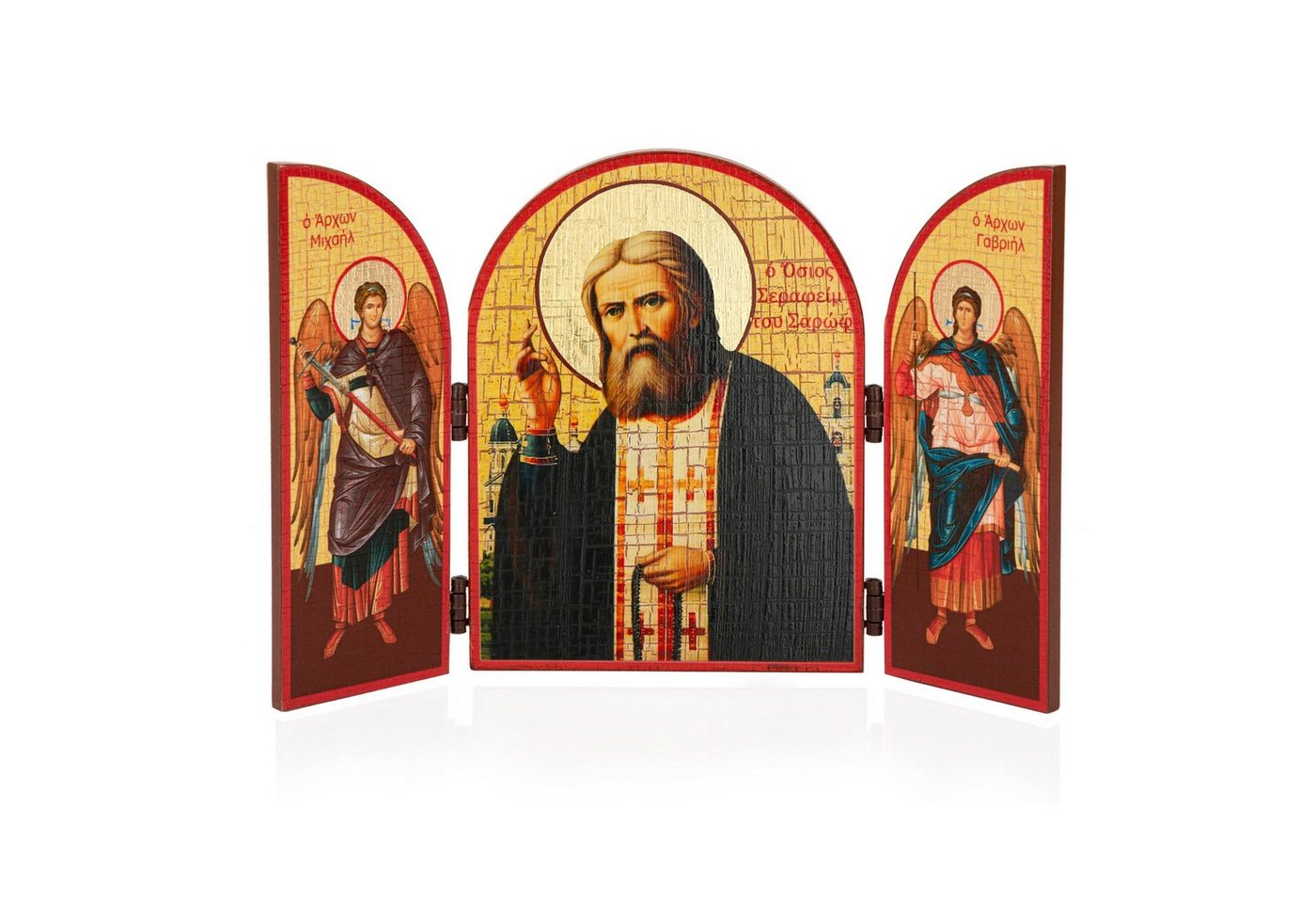NKlaus Bild Seraphim Von Sarow Ikone Triptychon MDF-Holz 25x16cm Christlich 13810, Religion von NKlaus