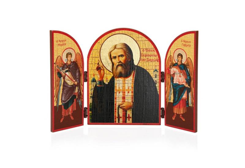 NKlaus Bild Seraphim Von Sarow Ikone Triptychon MDF-Holz 25x16cm Christlich 13810, Religion von NKlaus