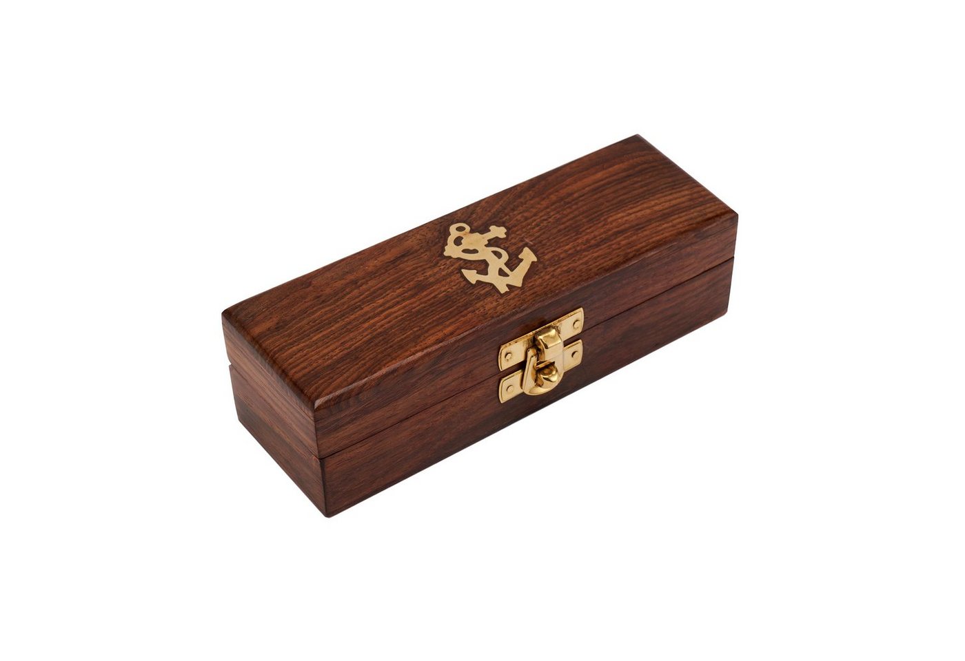 NKlaus Dekofigur 10x3,5x3cm natur Holzbox massiv Messing Verschluss gold maritime Deko, Made in Germany von NKlaus