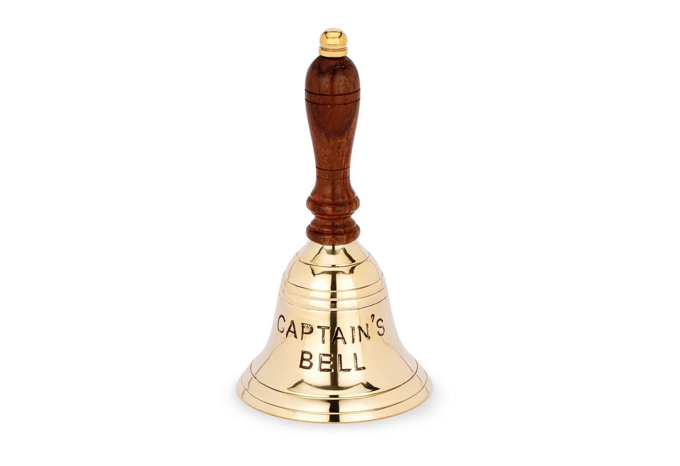 NKlaus Dekofigur 17cm Tischglocke CAPTAIN'S BELL aus messing massiv gold Handglocke mit, Made in Germany von NKlaus