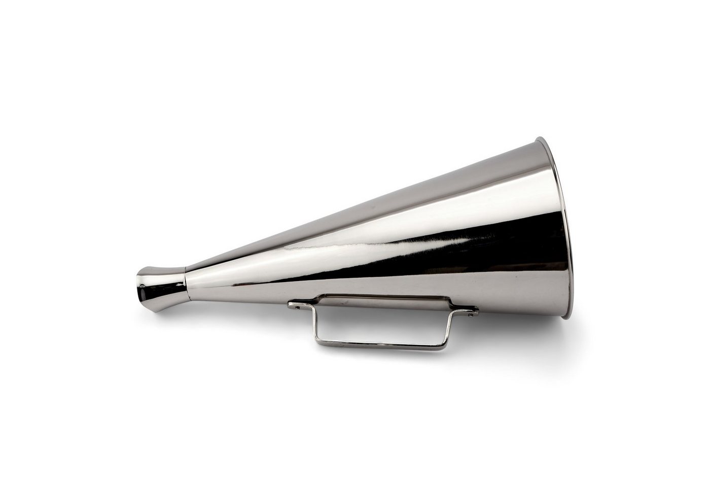 NKlaus Dekofigur Megaphone maritim Messing massiv silber 36cm lang Sprachrohr antik Sti, Made in Germany von NKlaus