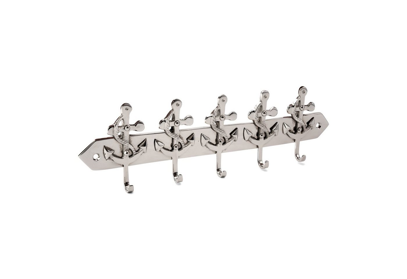 NKlaus Dekofigur Schlüsselhaken Anker 5-fach aus Messing silber 25 x 7 cm Maritim Schlü, Made in Germany von NKlaus