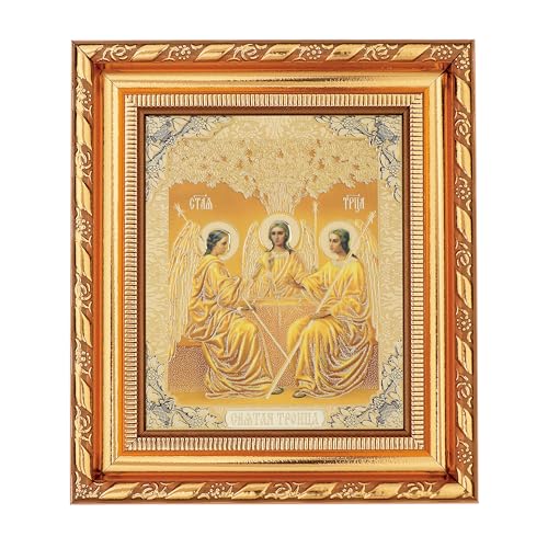NKlaus Die Heilige Dreifaltigkeit Ikone im Rahmen mit Glas 14x16cm christlich 11367 von NKlaus