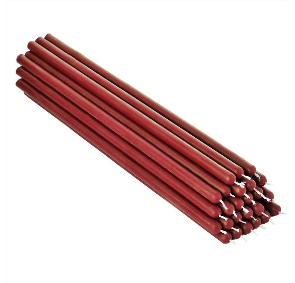 NKlaus Formkerze 25x Rote Bienenwachs 26cm Ruß Handarbeit Tafelkerz von NKlaus
