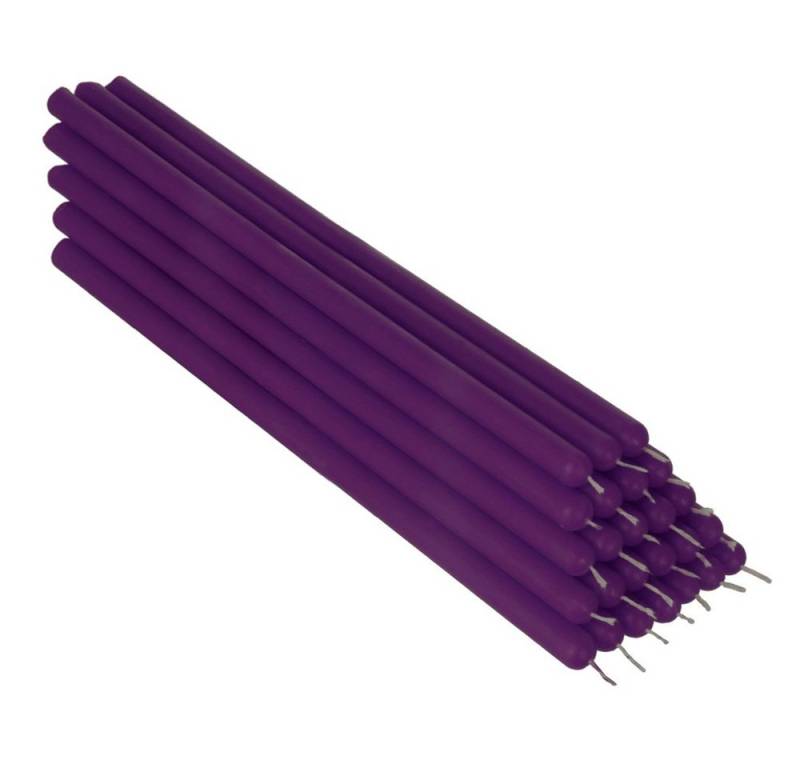 NKlaus Formkerze 25x Violett Bienenwachs 26cm Tafelkerzen Ritualker von NKlaus