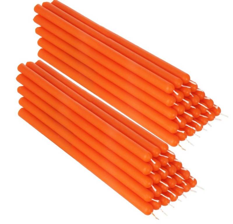 NKlaus Formkerze 50x Orange Bienenwachs 21cm Tafelkerze Ritualkerze von NKlaus
