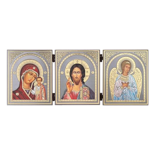 NKlaus - GM von Kazan & Jesus Christus & Schutzengel - Ikone Triptychon - 12x31cm - Christlich 16512 NKlaus - GM von Kazan & Jesus Christus & Schutzengel - Ikone Triptychon - 12x31cm - Christlich 16512 von NKlaus