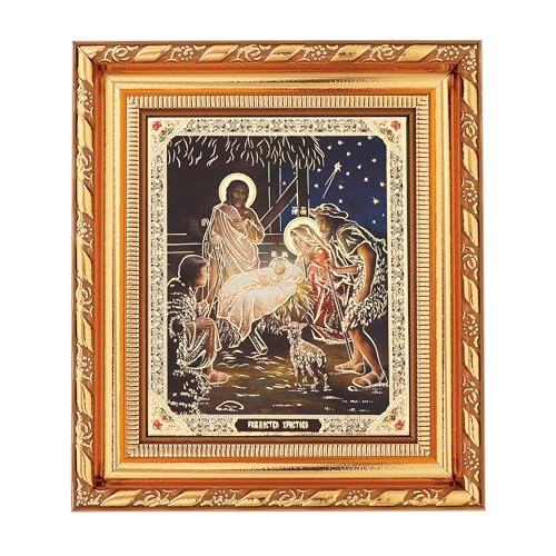 NKlaus Geburt Christi, Weihnachten Ikone im Rahmen mit Glas 14x16cm christlich 13915 von NKlaus