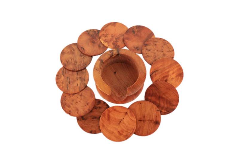 NKlaus Getränkeuntersetzer 12-teiliges Set Zedernholz Untersetzer Ø10 cm mit Halter, 12-tlg., Thuja NKlaus Getränkeuntersetzer 12-teiliges Set Zedernholz Untersetzer Ø10 cm mit Halter, 12-tlg., Thuja von NKlaus