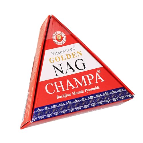 NKlaus Golden Nag Champa Räucherpyramiden (10 Stück) – Blumiger Rückfluss Duftkegel & Räucherkegel für Aromatherapie, Meditation & Räucherkerzen, Räucherwerk von NKlaus