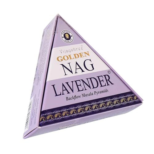 NKlaus Golden Nag Lavender Räucherpyramiden (10 Stück) – Lavendel Räucherkegel & Duftkegel für Rückfluss-Räucherkerzen, Räucherwerk - Schlaf, Entspannung & Balance von NKlaus
