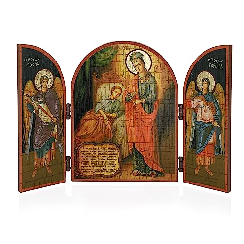 NKlaus Gottesmutter Heilende Ikone Triptychon Holz 25x16cm Christlich 13879 von NKlaus