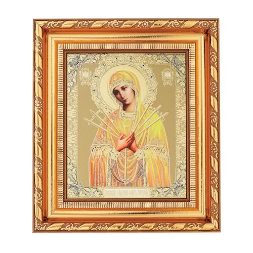NKlaus Gottesmutter Siebenpfeilige Ikone im Rahmen mit Glas 14x16cm christlich 11365 von NKlaus