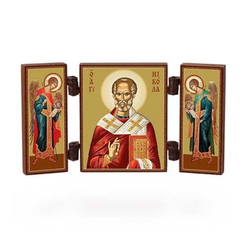 NKlaus - Heiliger Nikolaus - christliche Ikone Triptychon - Nikolaj Chudotvorec - reise Altar Holz 36178 NKlaus - Heiliger Nikolaus - christliche Ikone Triptychon - Nikolaj Chudotvorec - reise Altar Holz 36178 von NKlaus