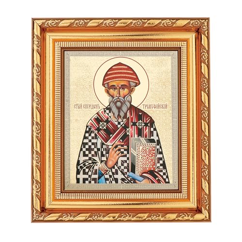 NKlaus Heiliger Spyridon Ikone im Rahmen mit Glas 14x16cm christlich orthodox 13929 von NKlaus