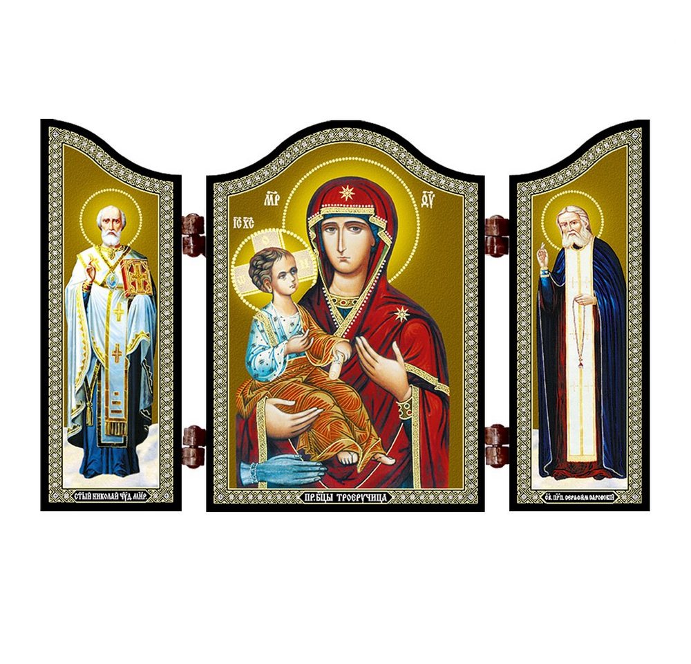 NKlaus Holzbild 1405 Gm. Dreihändige Christliche Ikone Troeruchica, Triptychon von NKlaus