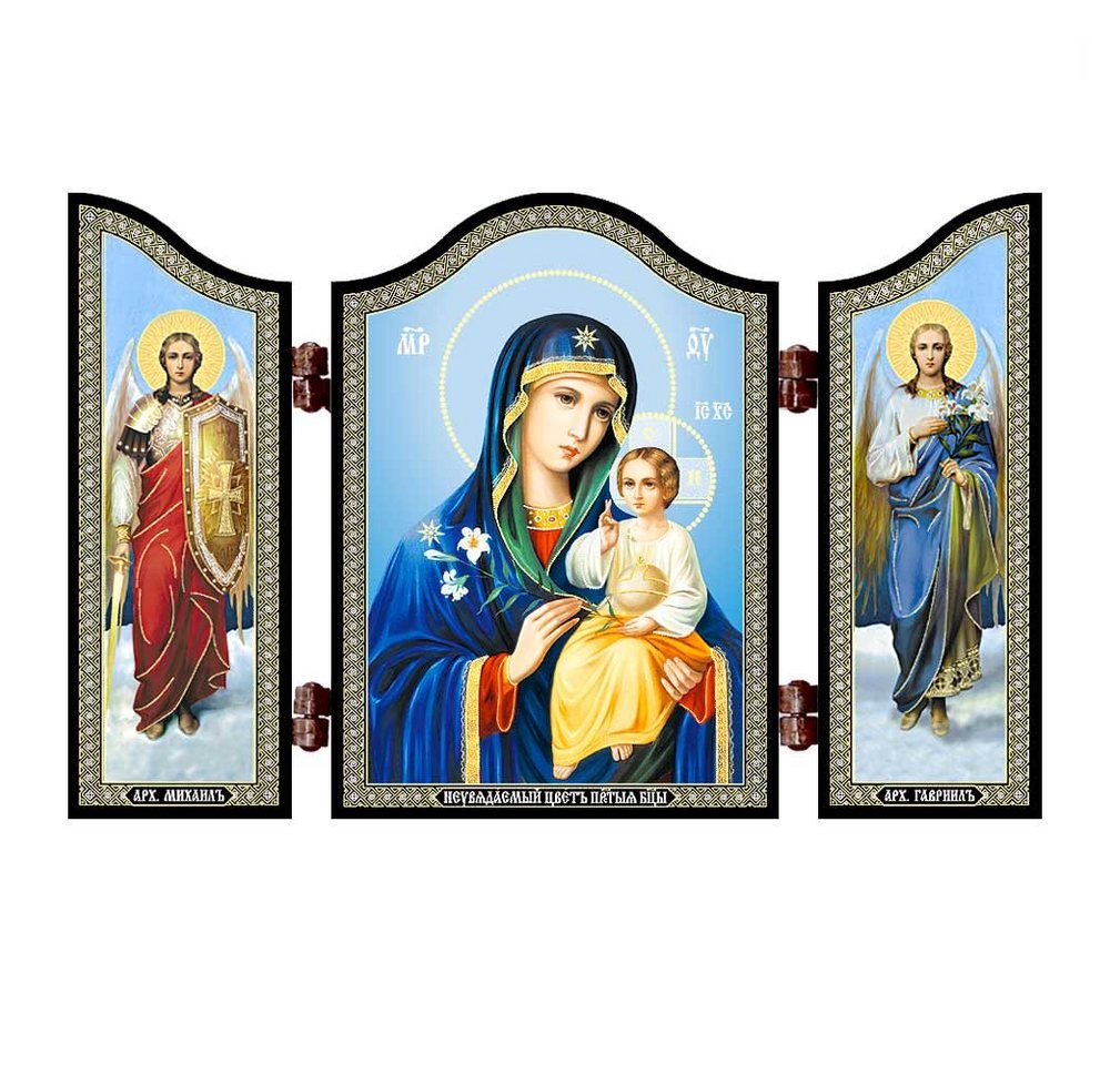 NKlaus Holzbild 1424 Gm Nicht Verwelkende Blume Christliche Ikone, Triptychon von NKlaus