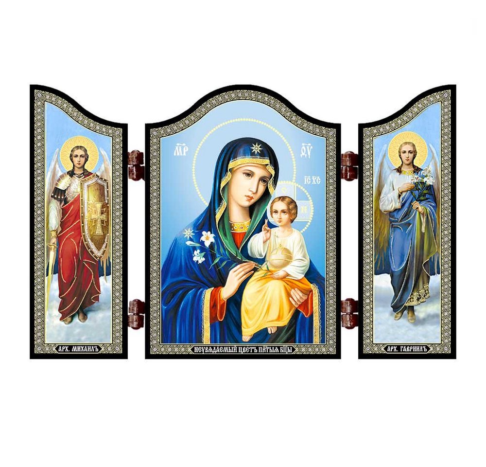 NKlaus Holzbild 1424 Gm Nicht Verwelkende Blume Christliche Ikone, Triptychon NKlaus Holzbild 1424 Gm Nicht Verwelkende Blume Christliche Ikone, Triptychon von NKlaus
