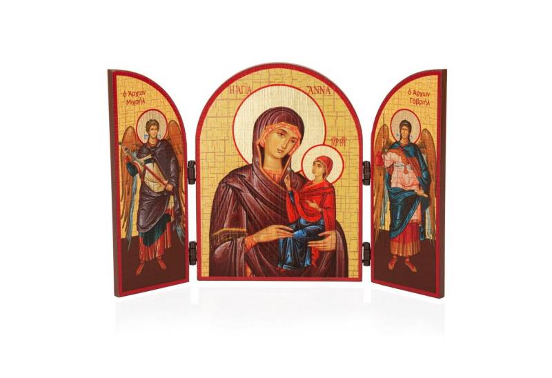 NKlaus Holzbild Heilige Anna Triptychon Holz Ikone 25x16cm christl von NKlaus