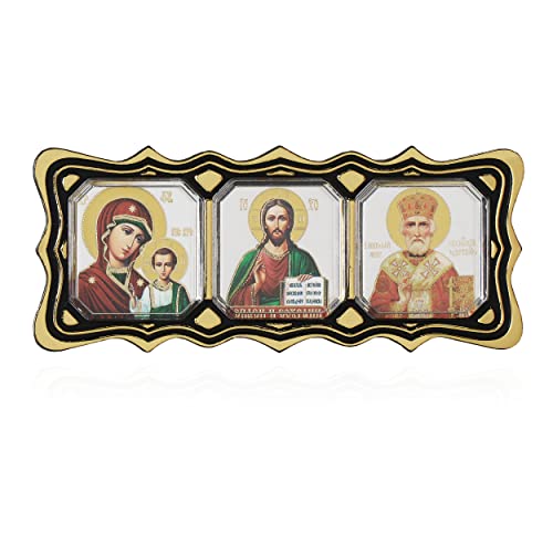 NKlaus Ikone Auto Triptych GM Von Kazan - Jesus Cristus - HL. Nikolaus christlich 11327 von NKlaus