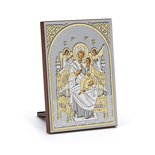 NKlaus Ikone Gottesmutter All Königen Holz 6x8,5cm christlich Kunstdruck mit Goldprägung 11080 von NKlaus