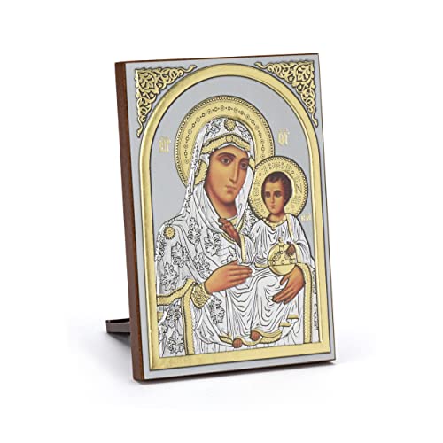 NKlaus Ikone Gottesmutter Von Jerusalem Holz 6x8,5cm christlich Kunstdruck mit Goldprägung 11081 von NKlaus