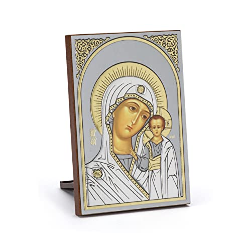 NKlaus Ikone Gottesmutter Von Kazan Holz 6x8,5cm christlich Kunstdruck mit Goldprägung 11077 von NKlaus