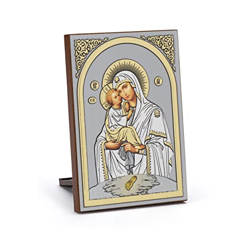 NKlaus Ikone Gottesmutter Von Pochaev Holz 6x8,5cm christlich Kunstdruck mit Goldprägung 11084 von NKlaus