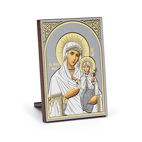 NKlaus Ikone Heilige Anna Holz 6x8,5cm christlich Kunstdruck mit Goldprägung 11072 von NKlaus