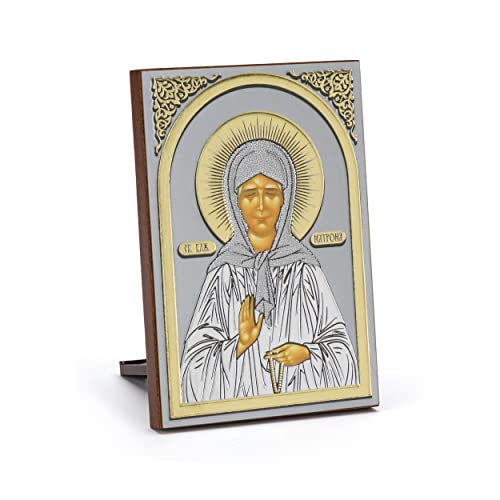 NKlaus Ikone Heilige Matrona Holz 6x8,5cm christlich Kunstdruck mit Goldprägung 11083 von NKlaus