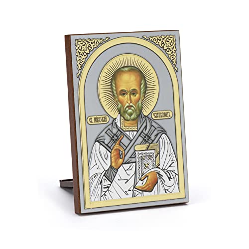 NKlaus Ikone Heiliger Nikolaus Holz 6x8,5cm christlich Kunstdruck mit Goldprägung 11079 von NKlaus