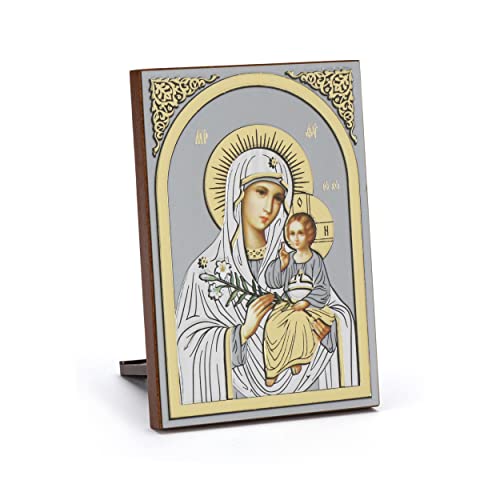 NKlaus Ikone Nicht Verwelkende Blume Holz 6x8,5cm christlich Kunstdruck mit Goldprägung 11073 von NKlaus