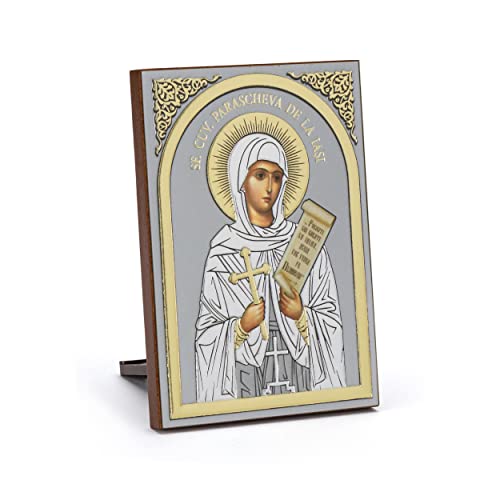 NKlaus Ikone Paraskeva Heilige Märtyrerin Holz 6x8,5cm christlich Kunstdruck mit Goldprägung 11074 von NKlaus