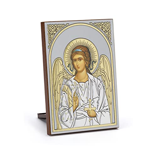 NKlaus Ikone Schutzengel Holz 6x8,5cm christlich Kunstdruck mit Goldprägung 11075 von NKlaus