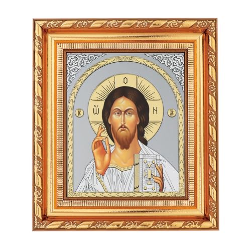 NKlaus Jesus Christus Ikone im Rahmen mit dem Glas 14x16cm christlich orthodox 11348 von NKlaus