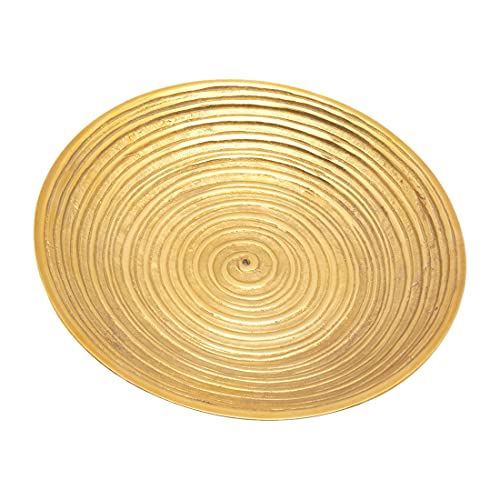 NKlaus Kerzen -Rillen-Teller Ø12cm Kerzenteller aus Messing Gold Hochzeitskerzenhalter Spiralen-Design 10560 von NKlaus