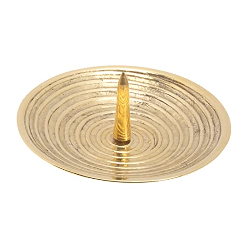 NKlaus Kerzen -Rillen-Teller mit Dorn Ø10cm Kerzenteller Messing Gold Kerzenhalter Spiralen-Design 10559 von NKlaus