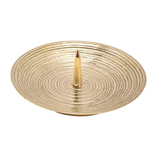 NKlaus Kerzen -Rillen-Teller mit Dorn Ø12cm Kerzenteller Messing Gold Kerzenhalter Spiralen-Design 10561 von NKlaus