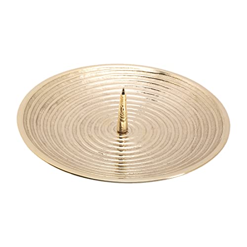 NKlaus Kerzen -Rillen-Teller mit Dorn Ø15cm Kerzenteller Messing Gold Kerzenhalter Spiralen-Design 10563 von NKlaus
